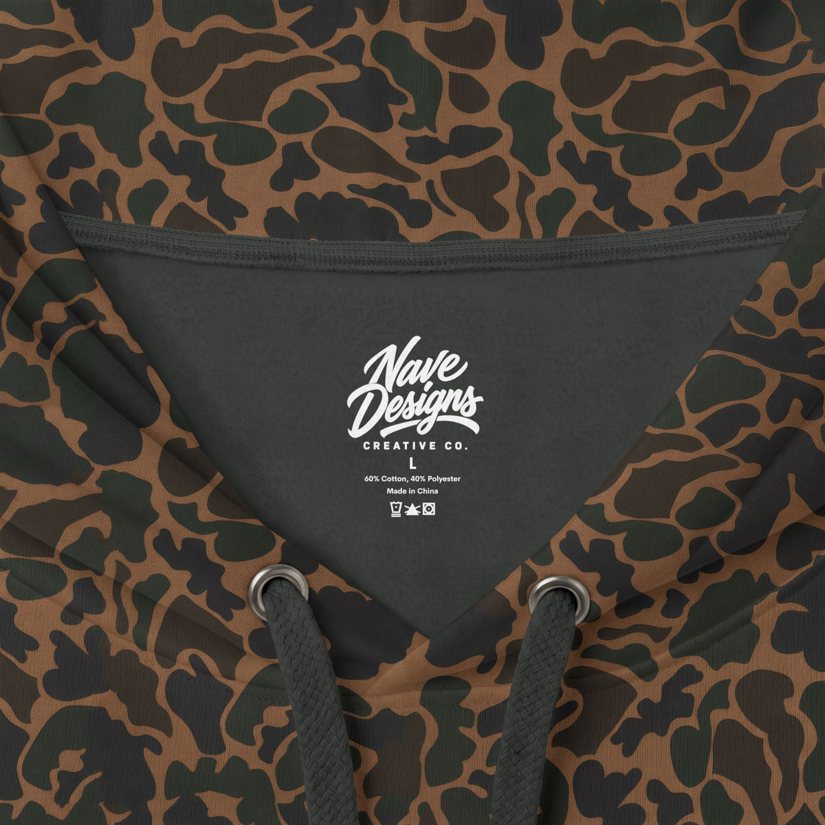 Camo Script Hoodie — 'Nave Designs Creative Co.' Graphic Pullover