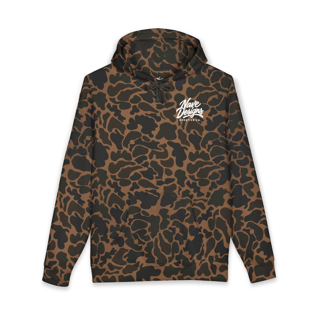 Camo Script Hoodie — 'Nave Designs Creative Co.' Graphic Pullover